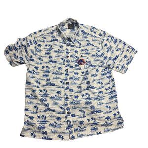 BSU Boise State Broncos Men's Size 3XL Blue Hawaiian Button Front‎ Shirt